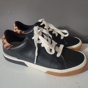 a new day Black Sneakers with Leopard Print Detail